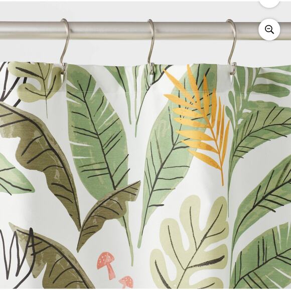 Pillowfort Botanical Shower Curtain – Tropical Jungle Leaf Print – 72” x 72” - Picture 5 of 7